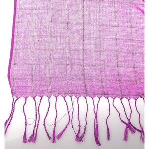 Pashmina Purple Squares Scarf 27x68 Tassels Wrap Shawl Stole Lightweight Gift